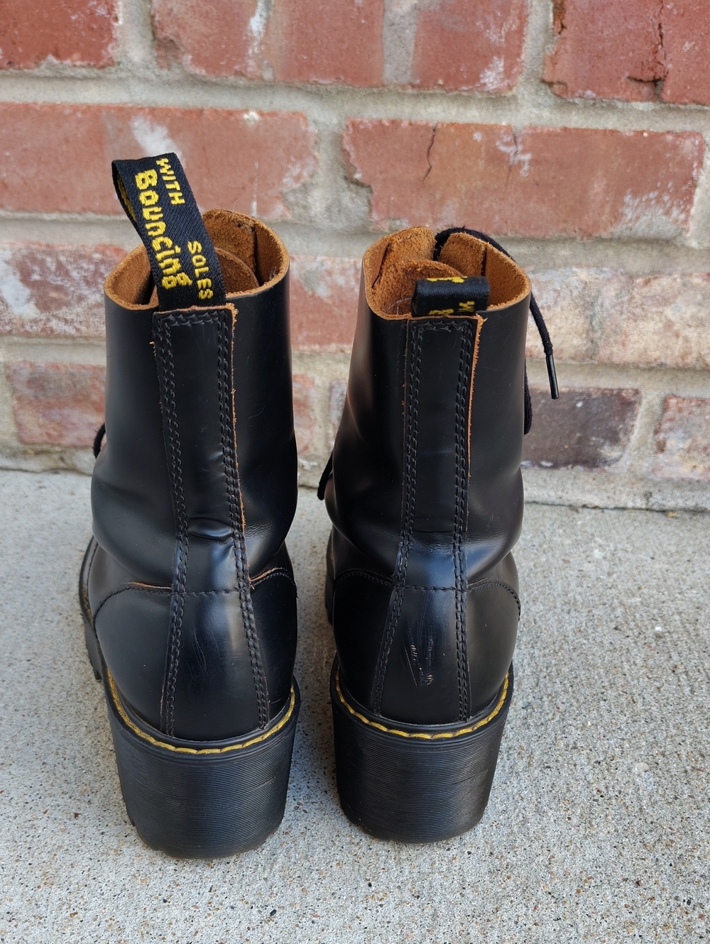 Dr Martens Leona Vintage Smooth Leather Heeled Platform Boots Size 7 Grunge - Picture 9 of 17
